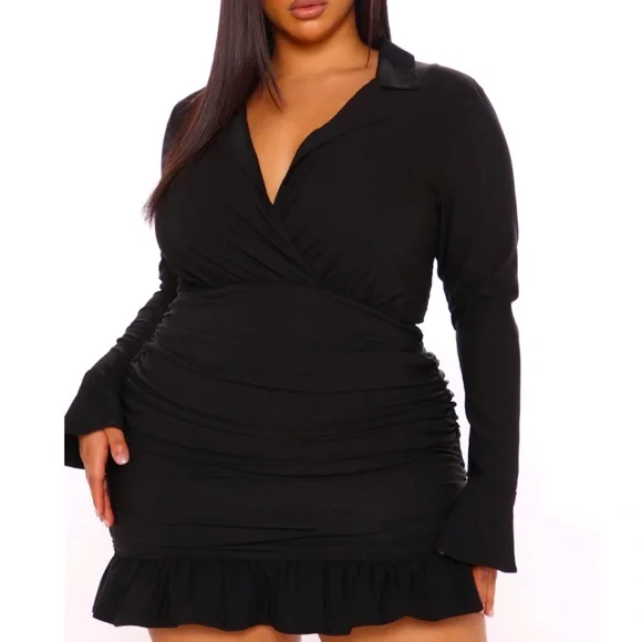 Fashion Nova | Dresses | Doin Big Things Black Mini Flare Dress | Poshmark